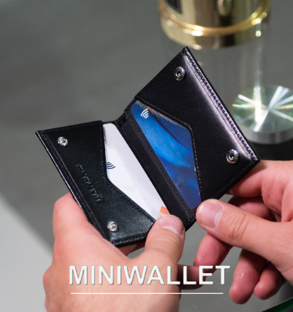 mini plånbok korthållare i svart läder