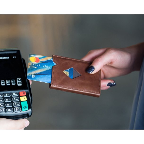 EXENTRI Mini Wallet RFID Minimalist Leather Cardholder, Brown