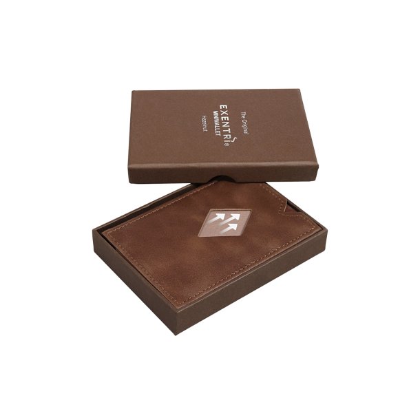 EXENTRI Mini Wallet RFID Minimalist Leather Cardholder, Brown